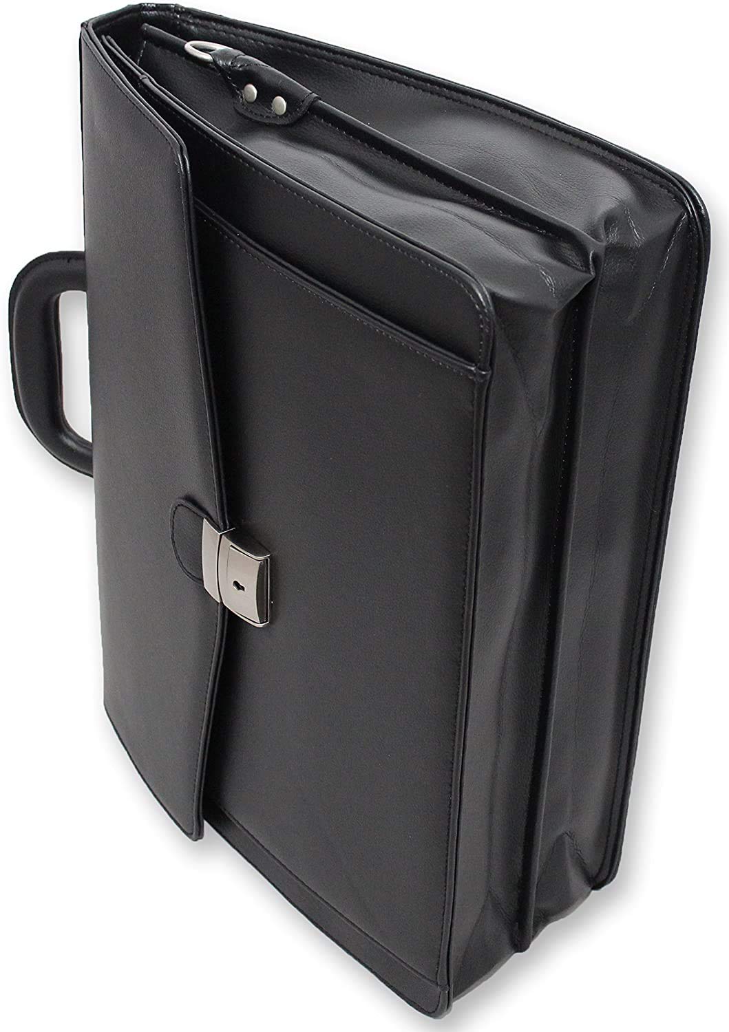 Sac Serviette en Cuir pour Hommes - Sac à Main, Messager, Ordinateur (Noir) ma33