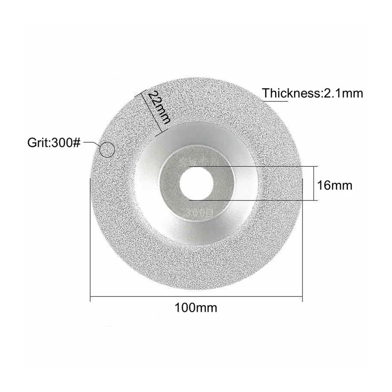 Meule boisseau brasée sous vide, grain 300, 4 po (100 mm)