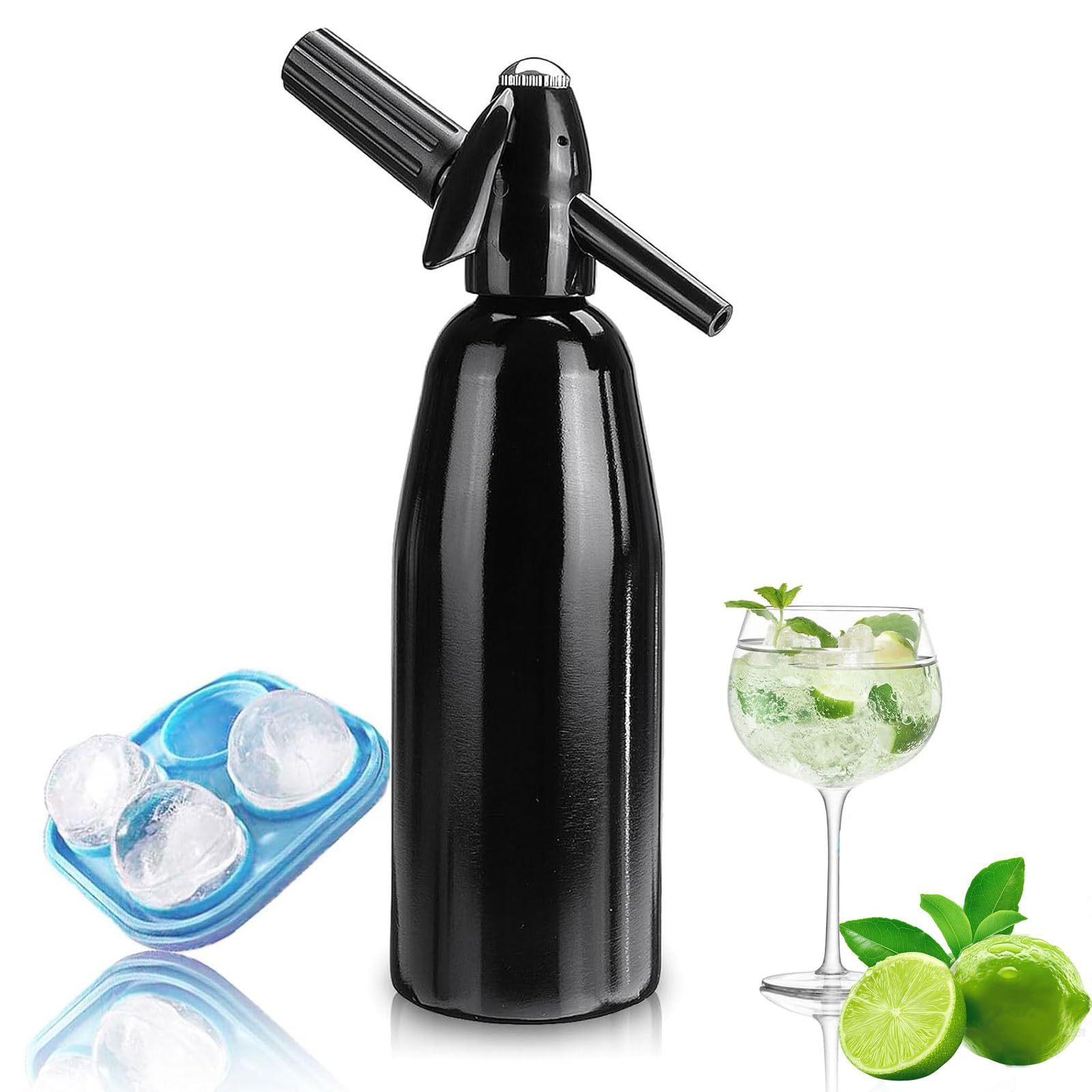 Sifone Portatile Per Acqua Frizzante In Alluminio 1L – Soda Maker Per Cocktail, Succhi E Bevande Gassate Fai-da-te