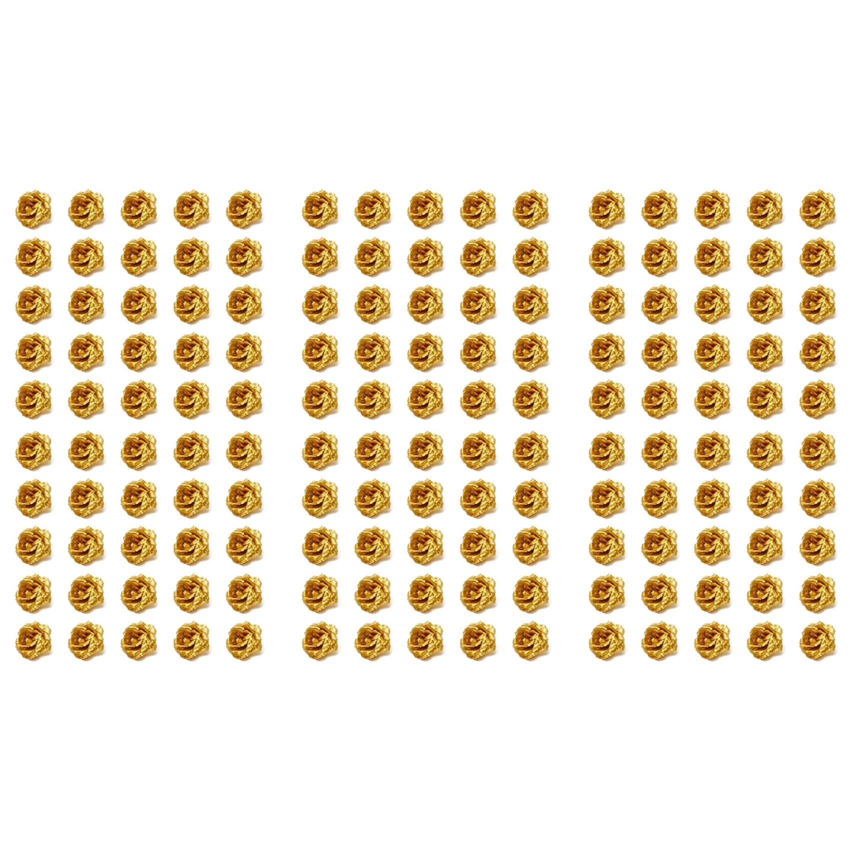 Hndhbfgrt Silk Rose Flower Heads,150Pcs for Hat Clothes Album Decoration, Wedding Decoration (Gold)