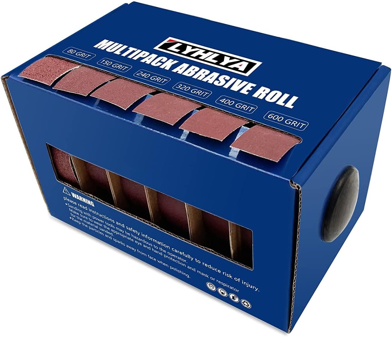 Boxed Assorted Sandpaper Rolls, 1 Inch x 19.7 Feet Emery Cloth Roll 6 Grits 80/150/240/320/400/600 Abrasive Paper with Dispenser for Woodworking, Furniture Repair, Metal Polishing