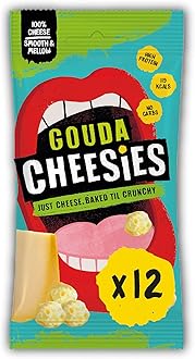 Crunchy Snacking Cheese Keto Snack. Sugar Free, Gluten Free, No Carb, High Protein, Vegetarian (12 x 20g, Gouda)
