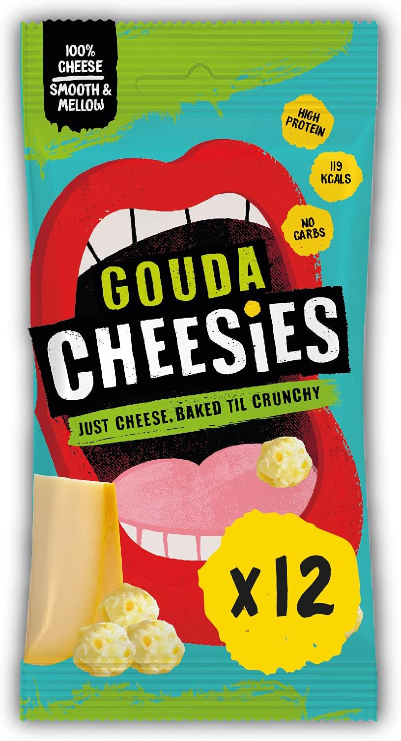 Crunchy Snacking Cheese Keto Snack. Sugar Free, Gluten Free, No Carb, High Protein, Vegetarian (12 x 20g, Gouda)
