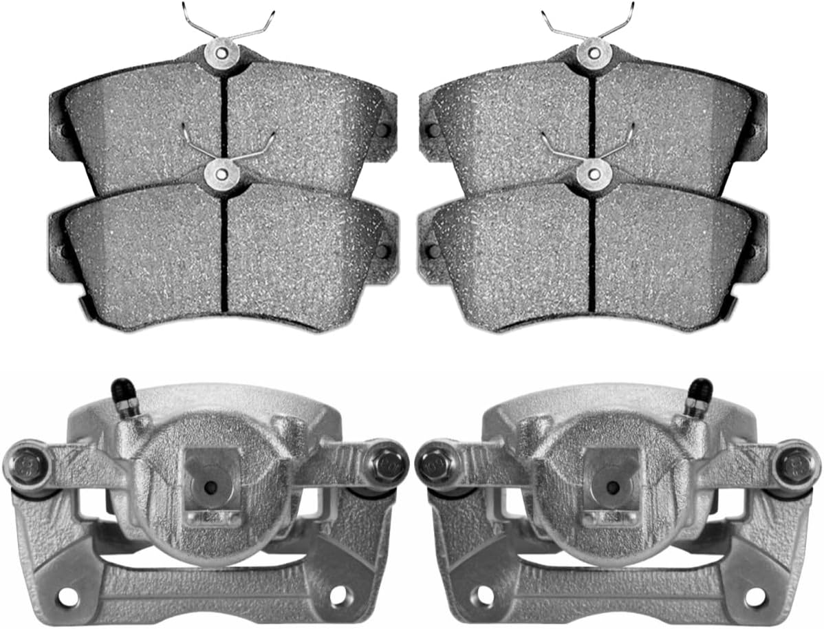 AutoShack Front Brake Calipers + Ceramic Brake Pads Replacement for 2001-2010 Chrysler PT Cruiser 6-PC Kit