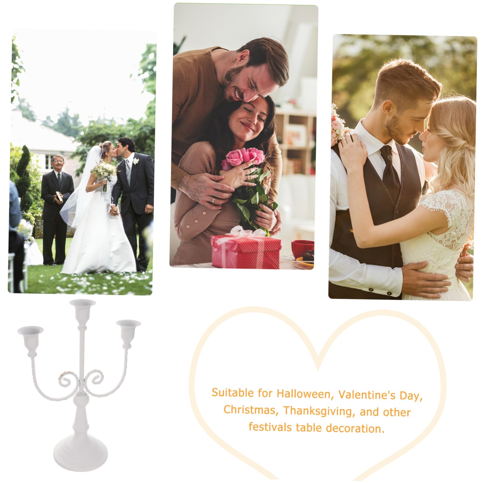 Candelabro de Hierro Europeo de 3 Brazos, Decoración Delicada para Hogar y Eventos, Adecuado para Centro de Mesa en Inauguraciones y Regalos