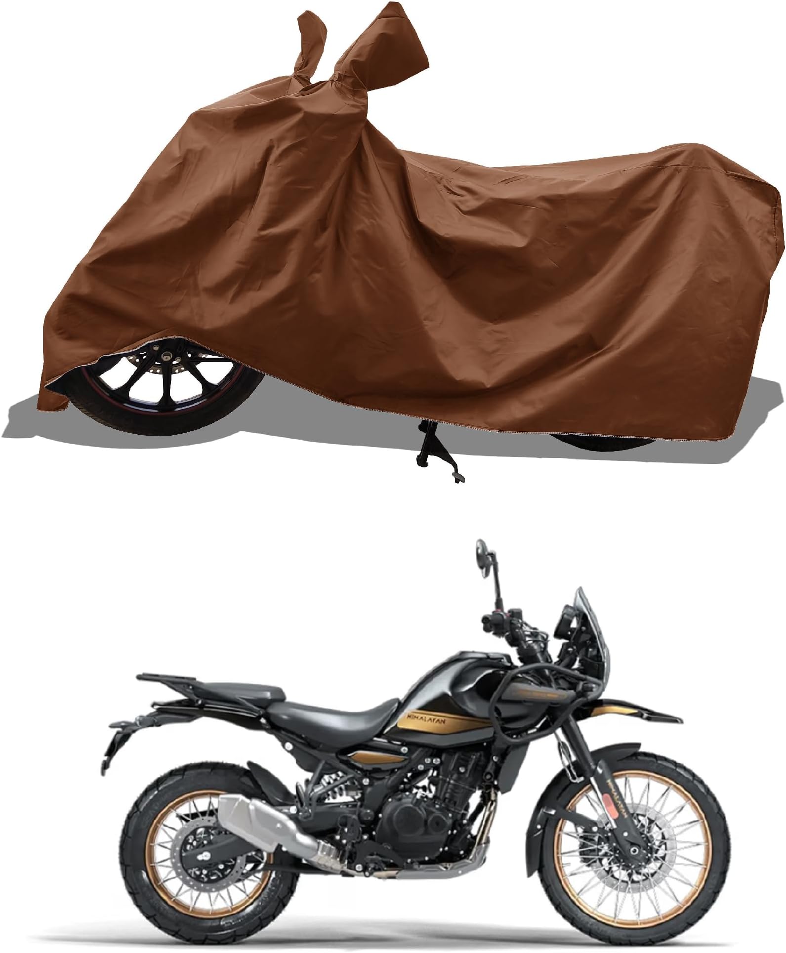 All Weather Protection Bike Cover for RE Himalayan 450 Bike Cover with Water-Resistant and Dust Proof Premium 190T Fabric_Coffee
