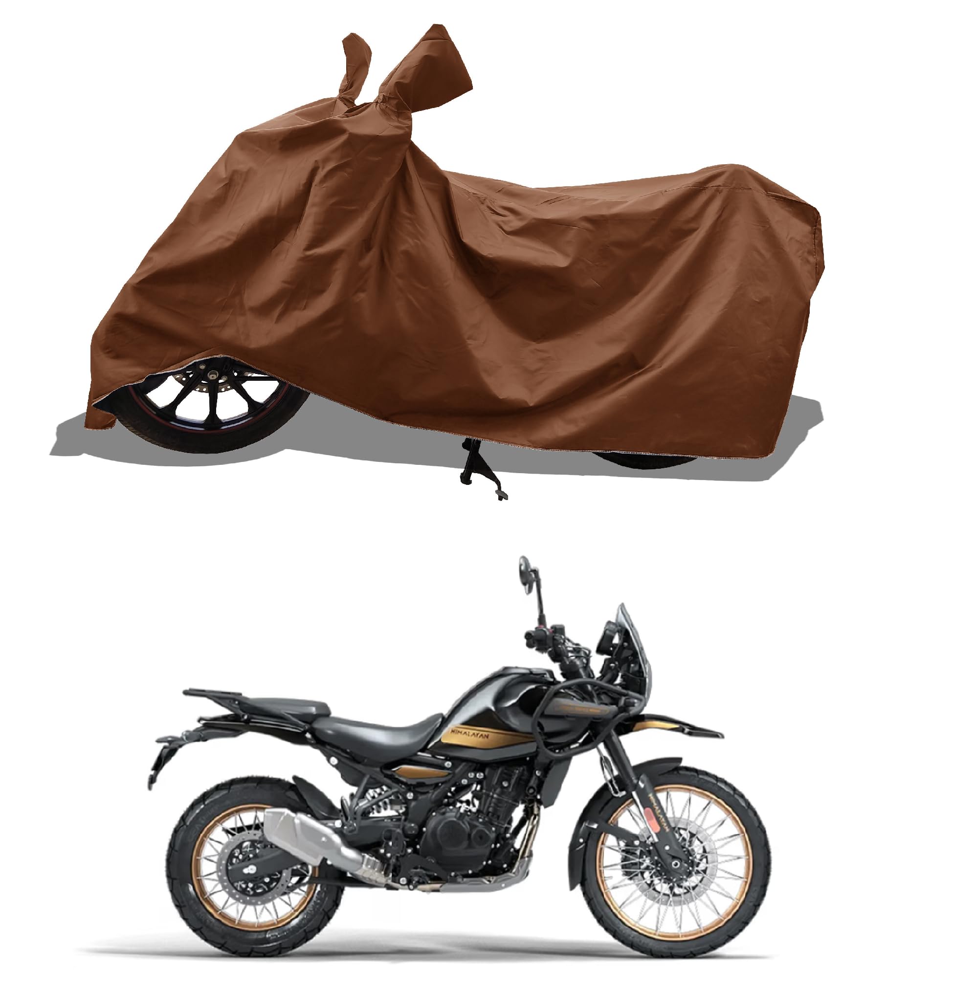 All Weather Protection Bike Cover for RE Himalayan 450 Bike Cover with Water-Resistant and Dust Proof Premium 190T Fabric_Coffee