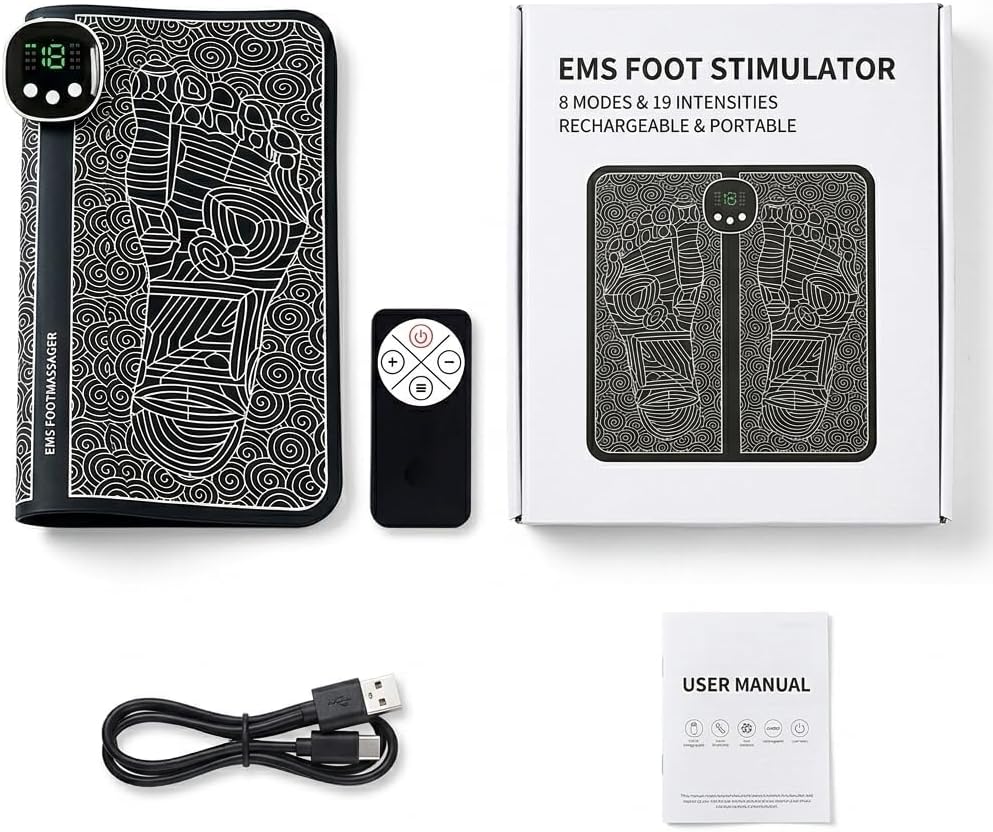 Restural EMS Stimulator, 8 Modes, 19 Intensity, Rechargeable, Portable (1Pcs)