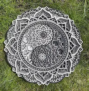 style works Mandala 3D Multilayer Wall Art Decor Wood Mandala | Wood wall art Wood Yin Yang Mandala Wall Art