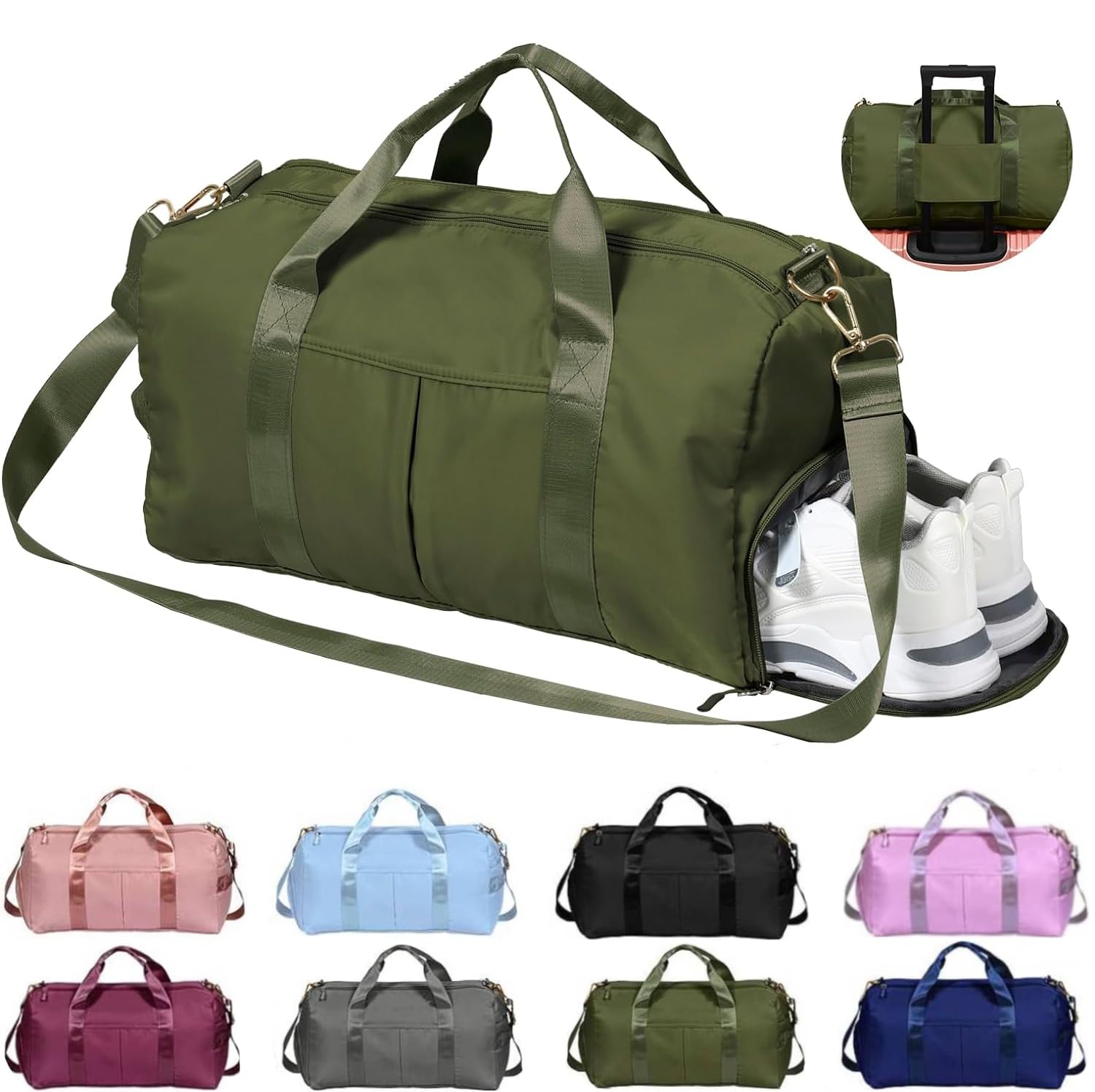 SUNCARE Gym Bag, Sports Bag, Travel Duffel Bag with Shoe Compartment and Wet Pocket, Gym Bag for Men, Gym Bag for Women Ideal for Daily Use & Travel (Army Green)