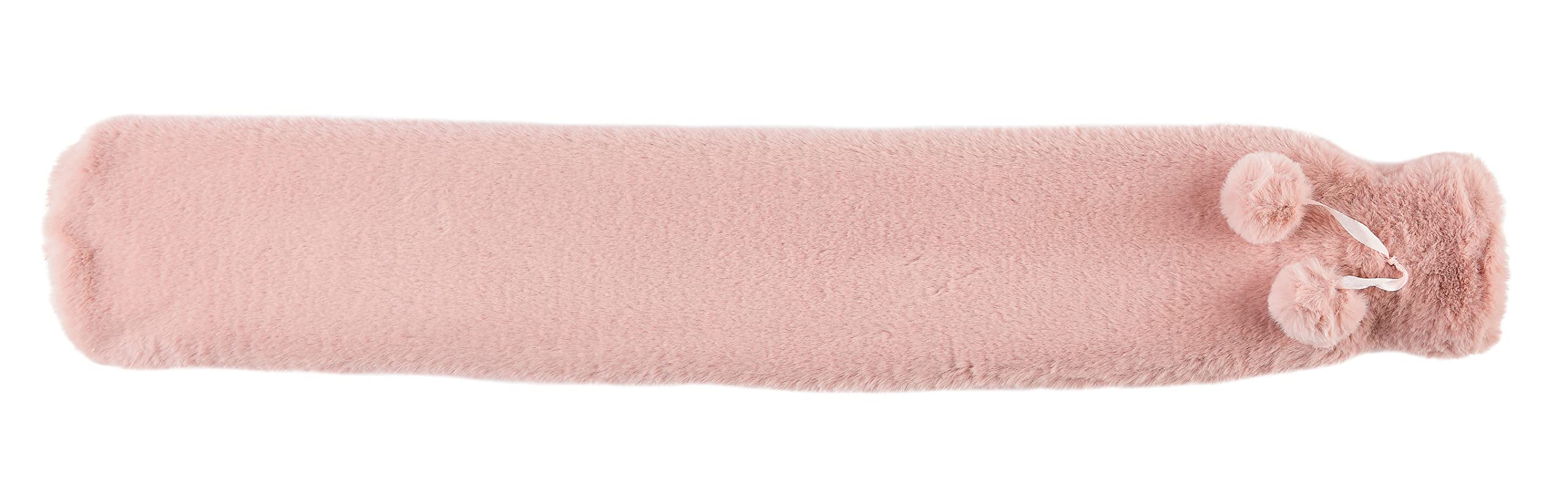 Warmies Luxury Blush Pink Faux Fur Long Hot Water Bottle with Pompom Trim