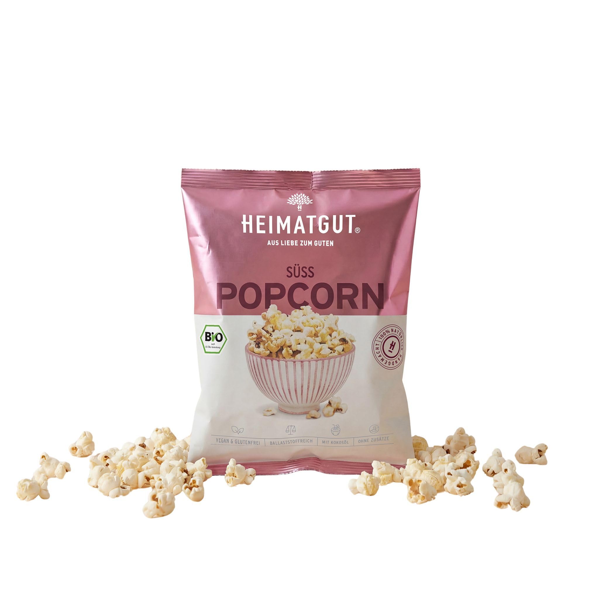 HEIMATGUT® Bio Veganes Popcorn | Premium Butterflycorn Popcorn-Mais | Mit Bio Kokosöl | Ohne Butter & Palmöl | Glutenfrei | Veganer Snack ohne künstliche Zusätze | 10 × 90 g