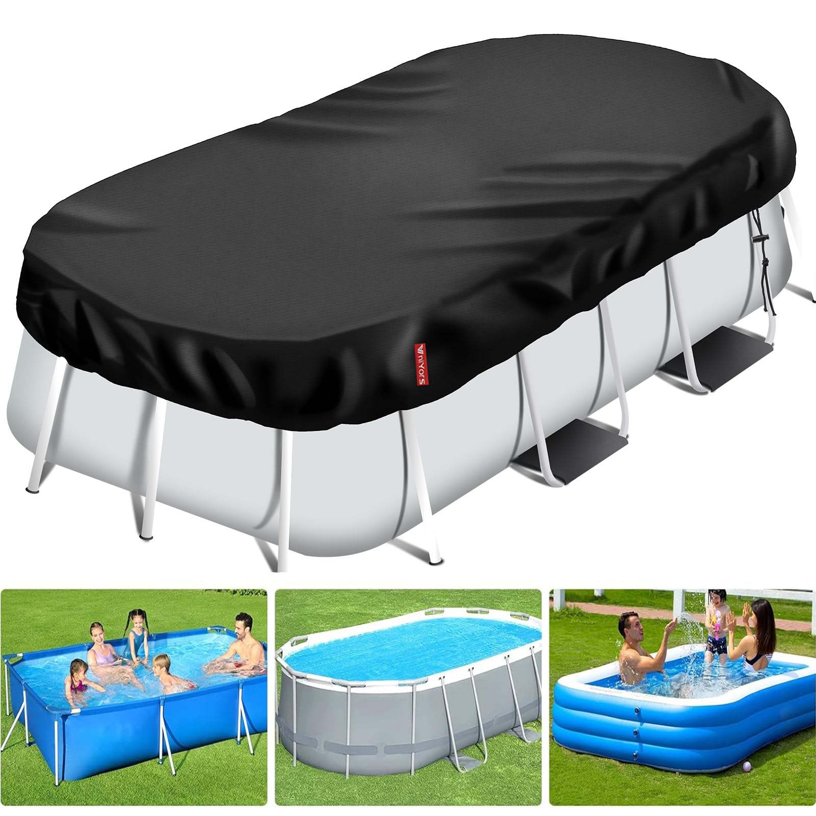 Runde Poolabdeckung für Viehwassertank, Whirlpool und oberirdische Pools, robuste, wasserdichte, staubdichte, Solar-Poolabdeckung mit Kordelzug und Bodennägeln für Stabilität und einfache Installation