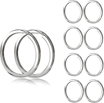 Key Ring - 316L Stainless Steel Flat Keyrings - 10Pcs 1.25" 32mm Round Split Key Rings for Keychains, Rust Resistant Keychain Rings for Home Car Outdoor Arts and Crafts