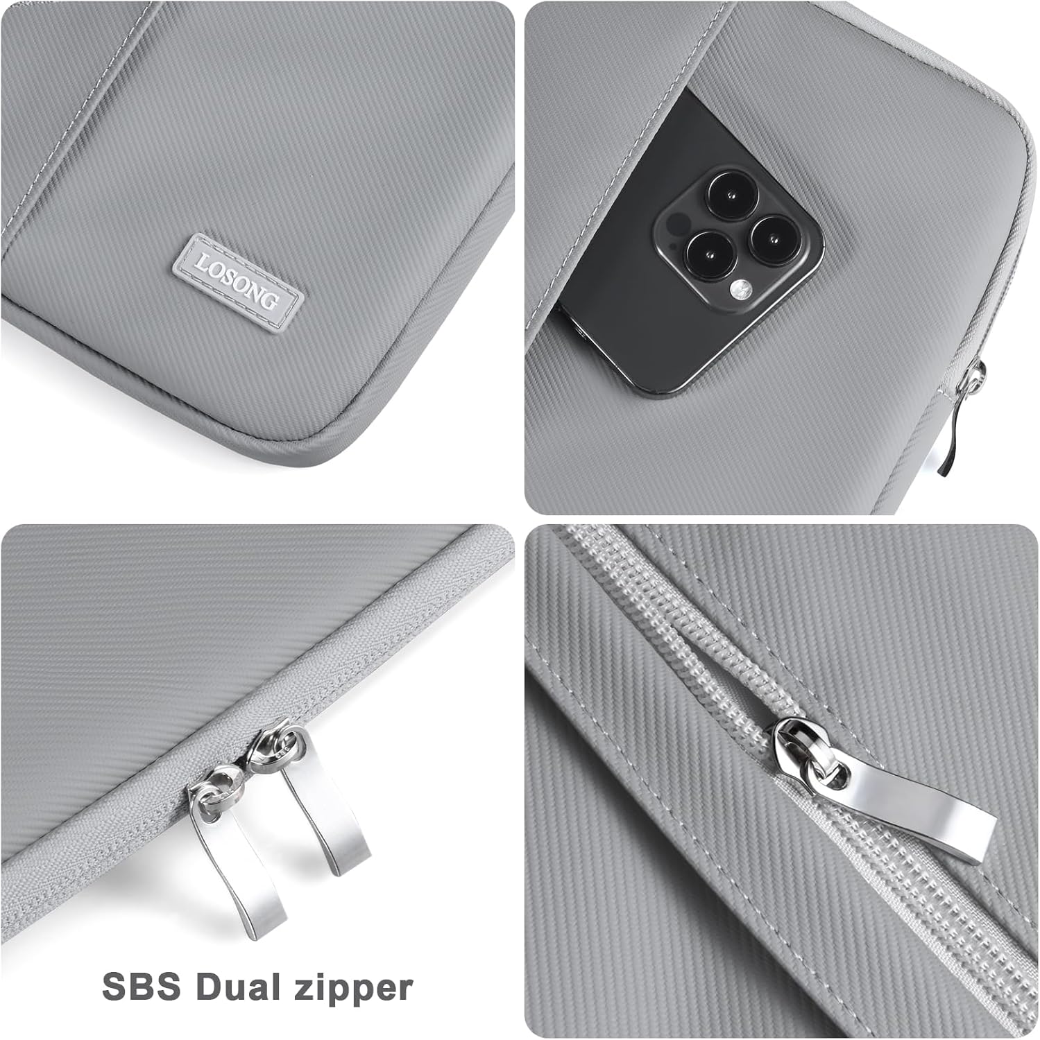 PU Leather Portable Monitor Case 15.6 Inch, Protective Carrying Sleeve for Most 15.6 in Monitors,Water Resistant Portable Computer Laptop Display Bag with Accessory Pocket,Size-15.3"x9.8" Gray