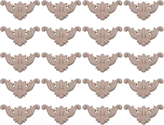 Mxfans 20Piece Type C-15 Wood Carved Decal Corner Onlay Applique Flower 40x40mm