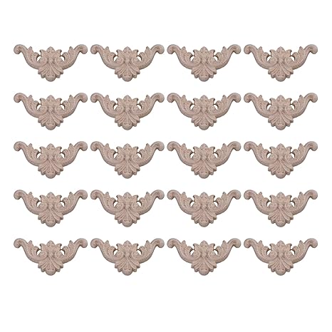 Mxfans 20Piece Type C-15 Wood Carved Decal Corner Onlay Applique Flower 40x40mm