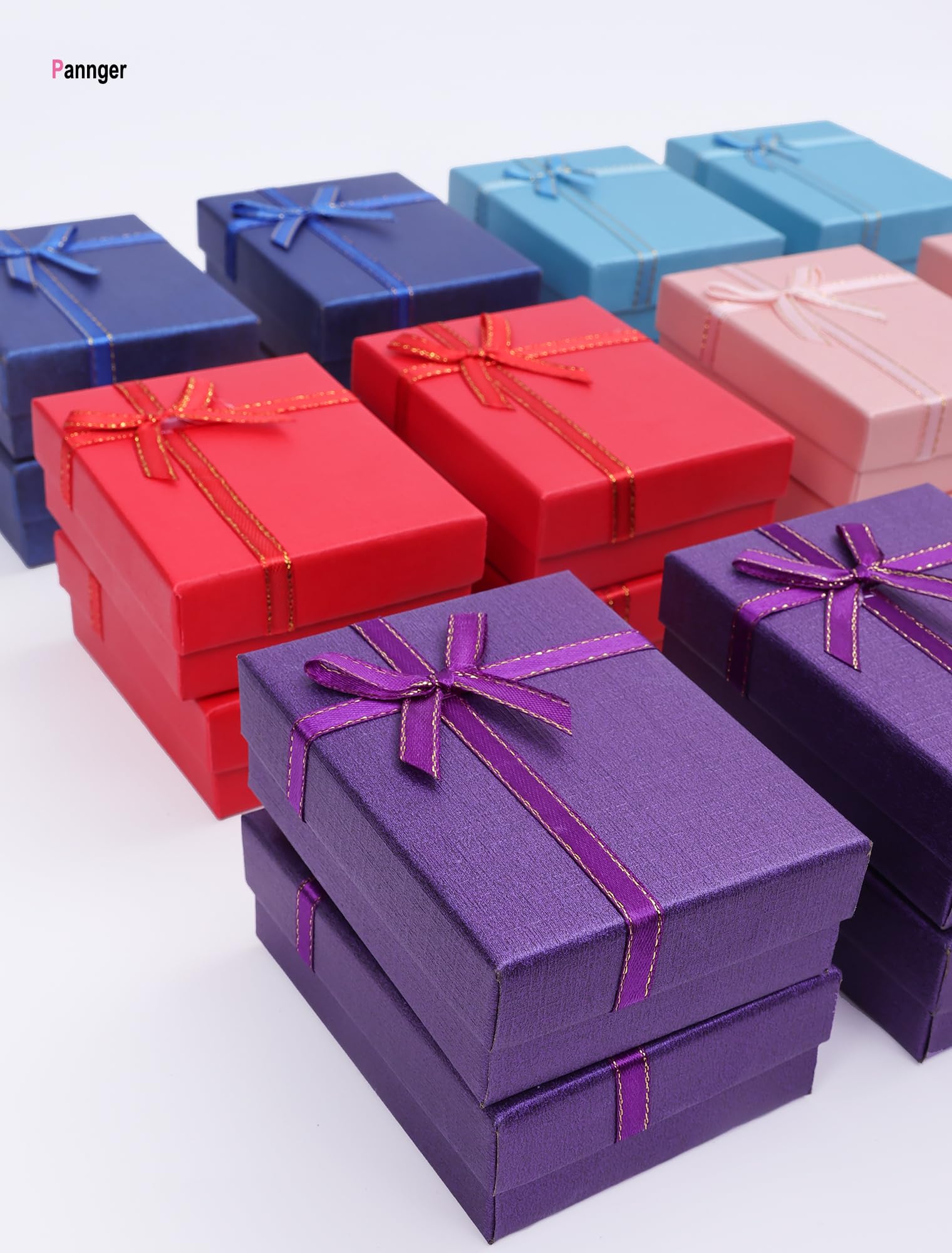 Schmuck-Geschenkbox-Set aus Karton, leere Geschenkboxen mit Deckel und Schleifen, für Ohrringe, Halsketten, Ringe, Armbänder, 24 Stück
