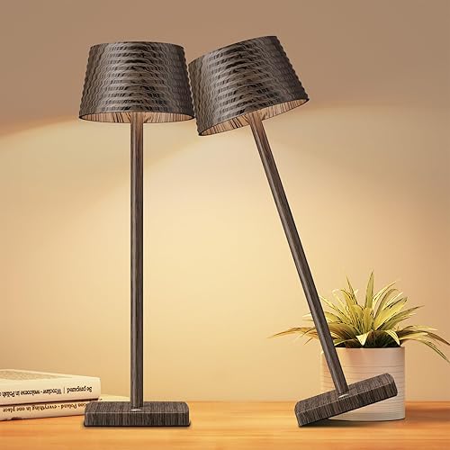 Lámpara de mesa inalámbrica recargable, batería de 5000 mAh carcasa de aluminio de metal USB LED lámpara de escritorio portátil, 3 niveles de brillo