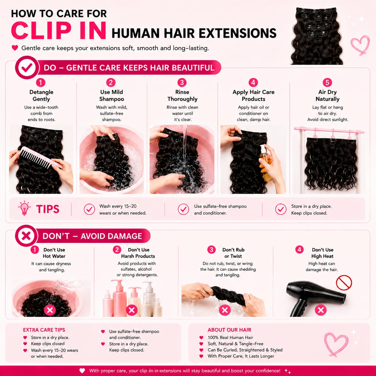 Lashey Invisi Edge Clip in Extensions Echthaar, 7 Stück 110g 35cm Injected Nahtlose Echthaar Extensions Clip, Natürliches Schwarz Glatt Remy Menschliches Haar