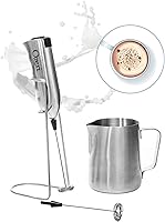 Vista 2 de Ozeri - OZMF2 espumador de leche de acero inoxidable de lujo, jarra de 12 onzas, con batidora extra para leche espumosa, plateado