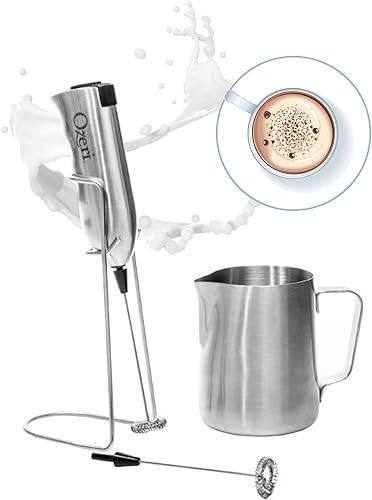 Miniatura 2 de Ozeri - OZMF2 espumador de leche de acero inoxidable de lujo, jarra de 12 onzas, con batidora extra para leche espumosa, plateado