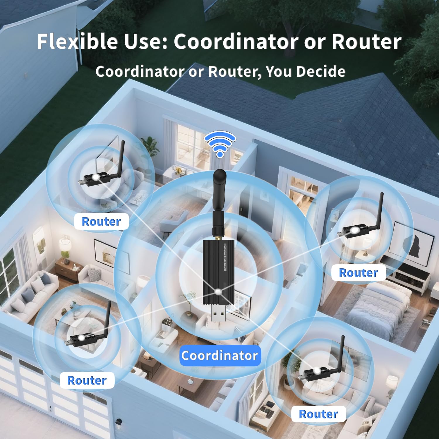 Zigbee 3.0 USB Dongle Plus-E (ZBDongle-E) | Coordinatore Zigbee universale, chip EFR32MG21 | per Home Assistant (ZHA), Zigbee2MQTT & openHAB | Hub di automazione domestica intelligente locale