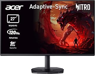 acer Nitro KG272UGbmiipfx Gaming Monitor 27″, WQHD IPS Display 120 Hz, 1ms(VRB), AdaptiveSync, Brightness 250 nits, HDMI …
