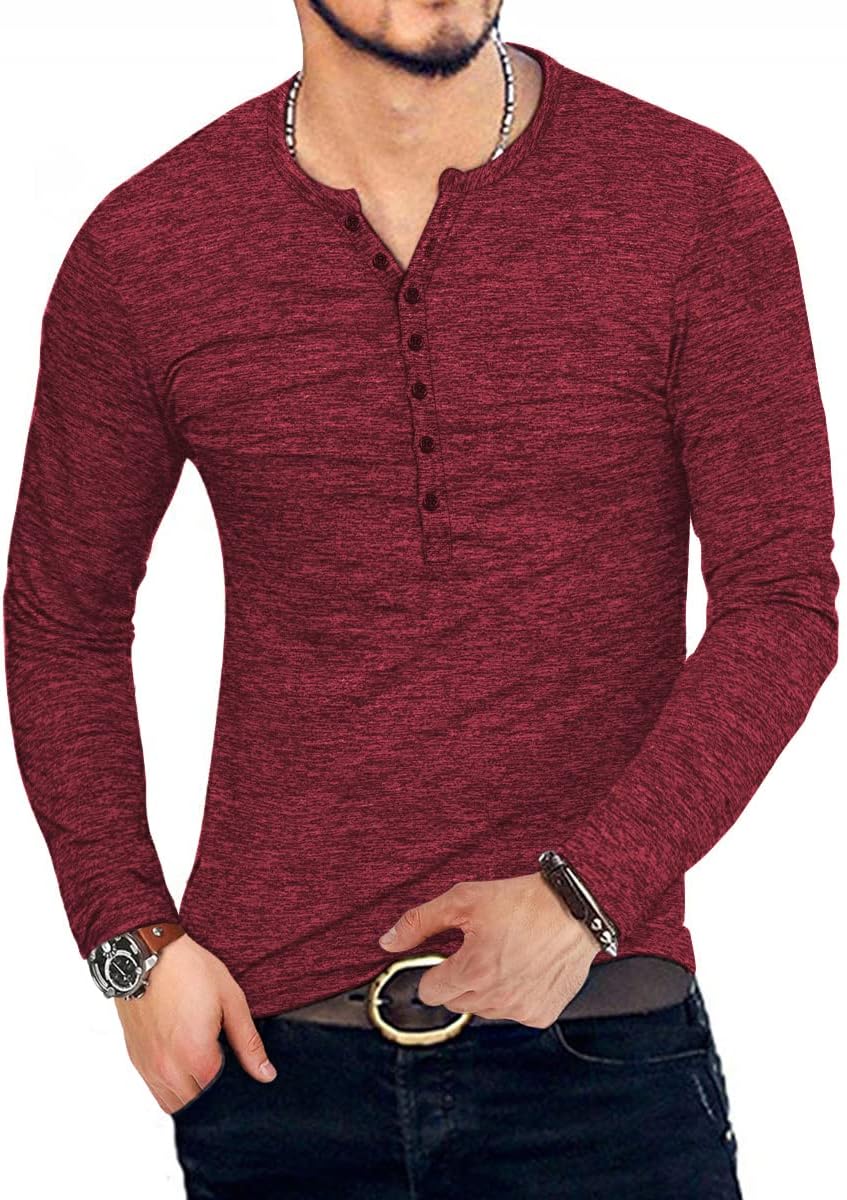 KUYIGO Men Henley Shirts Casual Stylish Basic Short Long Sleeve Fashion Lightweight T-Shirt - Image 3