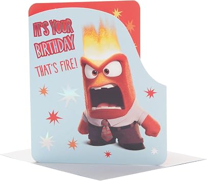 UK Greetings | Disney Inside Out 2 Birthday Card for Boy | Anger Deisgn | Happy Birthday Gifts | Him/Boys/Men | With Envelope | 18.4 x 15.9cm