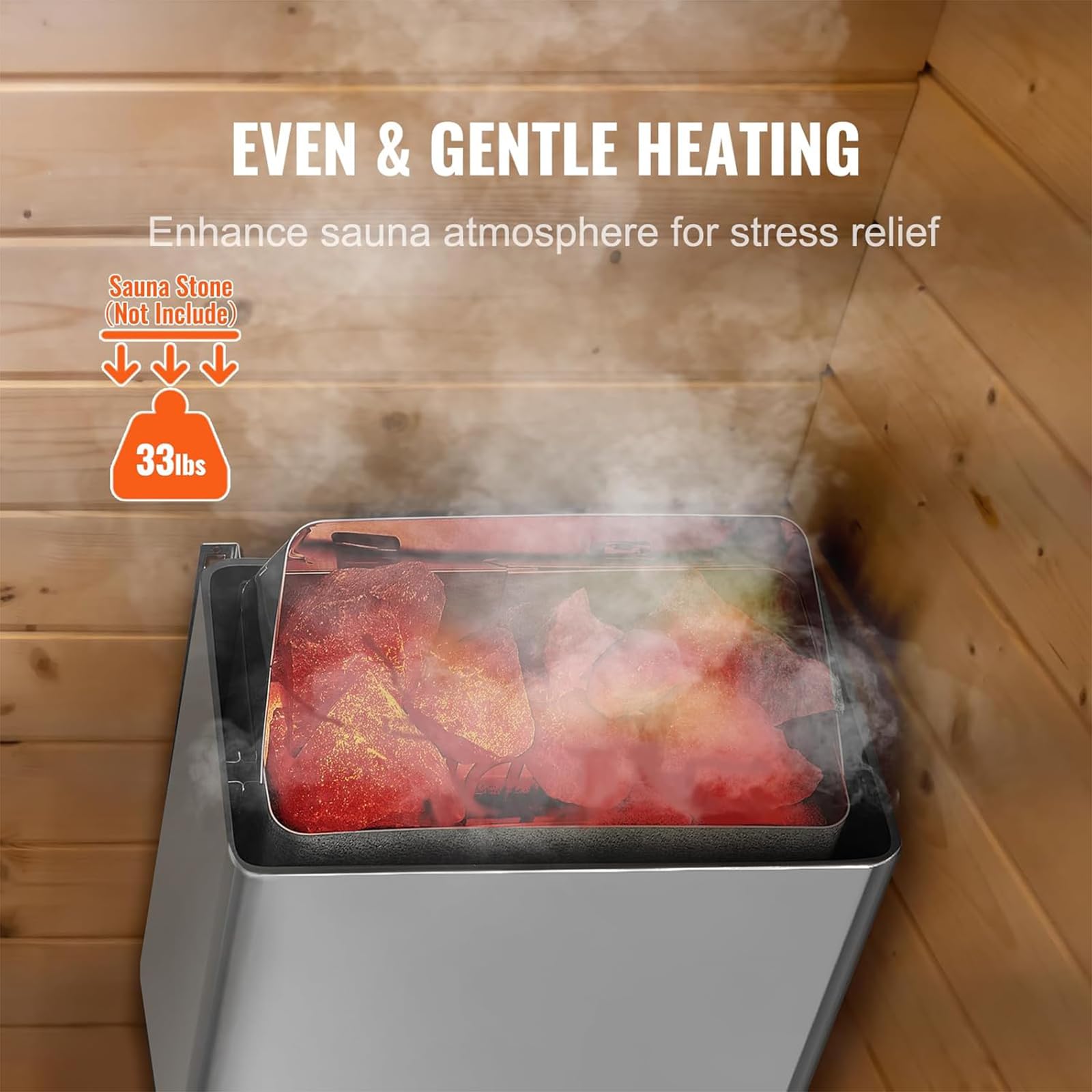 Riscaldatore Elettrico per Sauna Portatile in Acciaio Inox con regolatore Interno 220V/380V, per Sauna a Secco e a Umido, Ideale per casa, Hotel, Spa e Doccia (6kw)