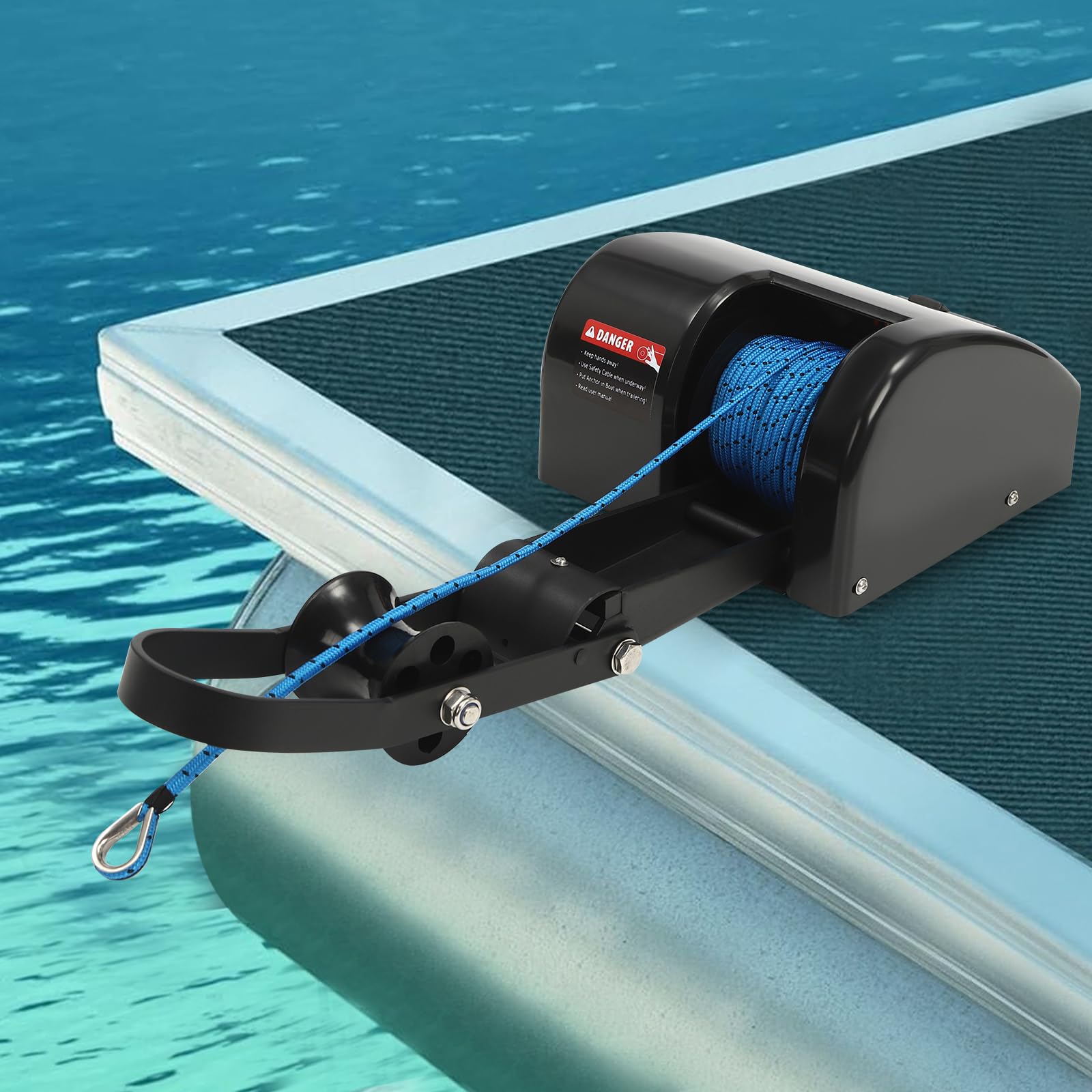 35lb Boat Electric Anchor Winch, 12V Saltwater Marine Anchor Windlass System, Boat Anchor Winch with Remote Control, 100ft Anchor Rope, Heavy Duty Towing Winches for 24ft Boats