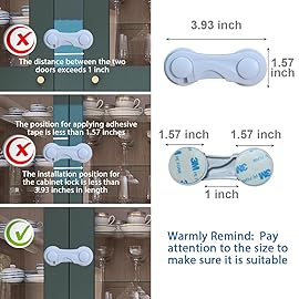 Cabinet Door Locks for Baby Proofing and Child Safety, 4 Pack Childproof Cabinet Locks with Adhesive for Drawer Cupboards Fridge Closet and Pantry, Child Proof Latch for Protecting Kids (White-4PCS)