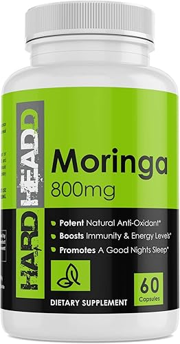 Superfoods Cápsulas orgánicas de Moringa Oleifera  100% puras, hojas de moringa orgánica 800 mg pastillas  60 cápsulas