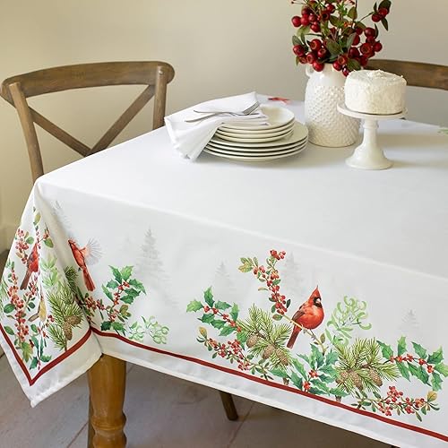 Miniatura 4 de Benson Mills Mantel de tela impresa, para vacaciones, invierno y Navidad (60 x 144 pulgadas, rectangular, trineo de Papá Noel)