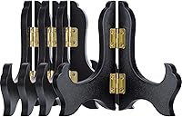 Tatuo 4-Pack 4-Inch Black Wooden Display Easels - Sturdy Plate Stands for Frames, Awards & Home Decor