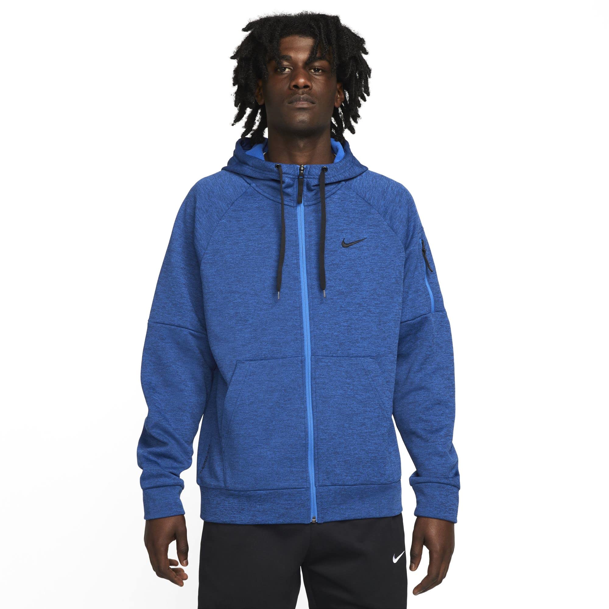 NikeTherma-FIT Men's Full-Zip Fitness Hoodie (as1, alpha, x_l, regular, regular, Blue Void/Heather/Game Royal/Black)