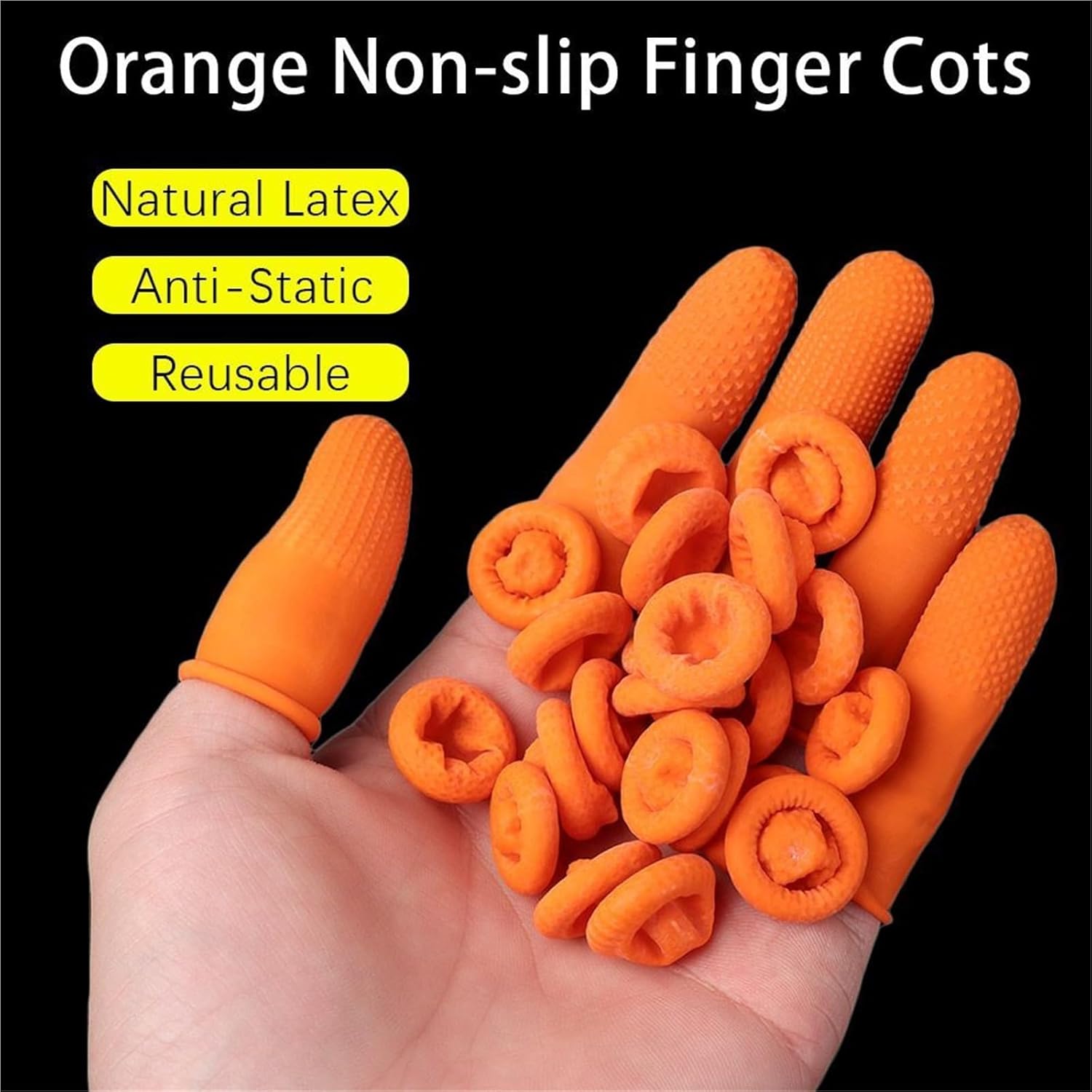 Finger Sleeves 100PCS Fingertips Protector Gloves Rubber Finger Cover Non-Slip Latex Cots Nail Art Tool(S-25mm)