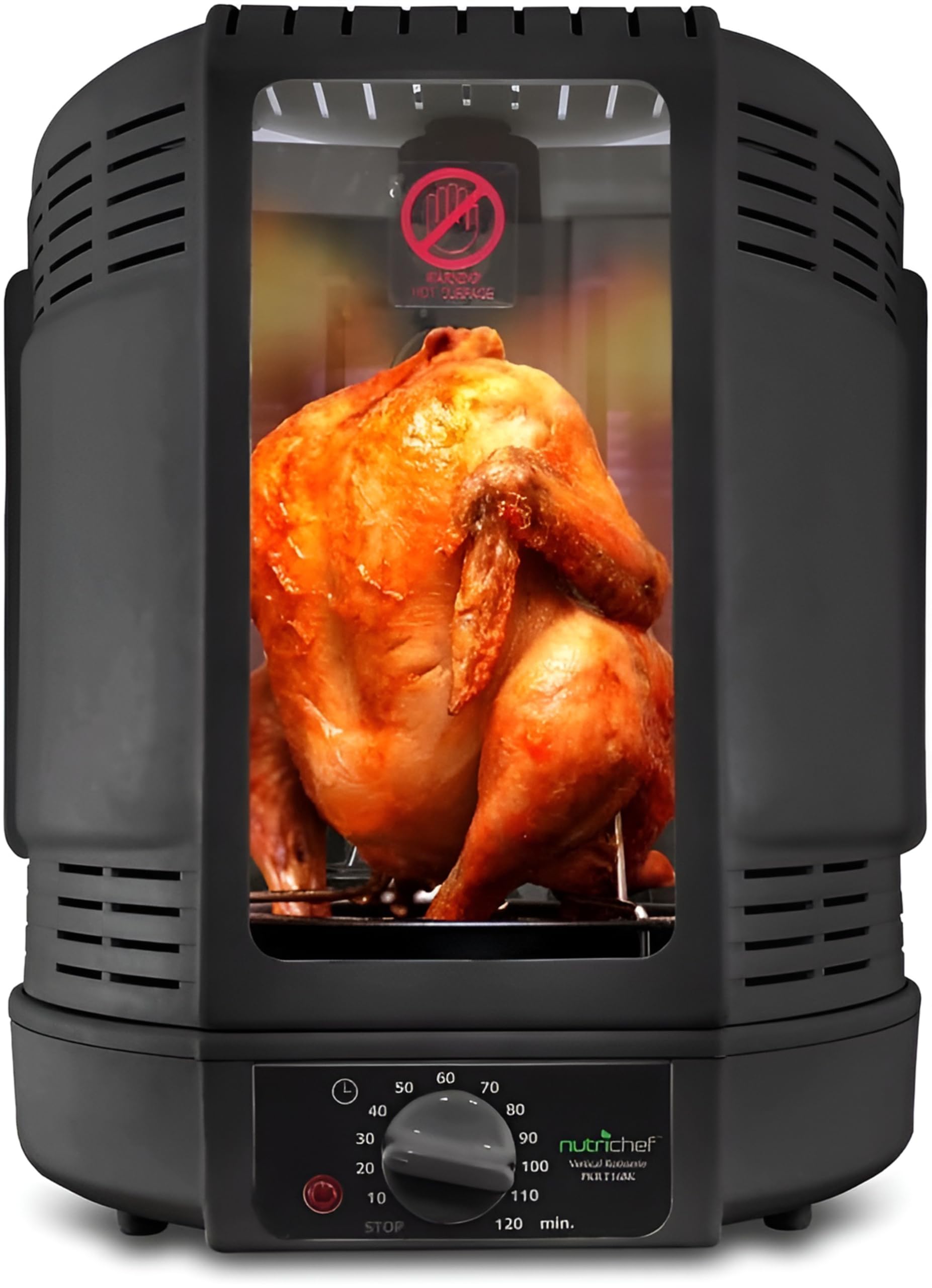 NutriChef Horno Giratorio Vertical de Sobremesa 700W Parrilla Eléctrica Rotativa para Pollo Kebab Shawarma