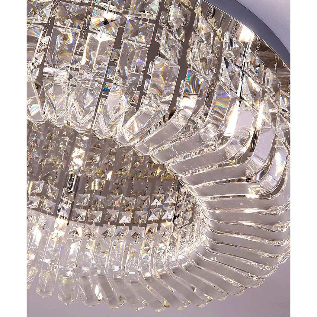 Cristal Plafonnier Miroir en Acier Inoxydable Et K9 Cristal Moderne Plafonnier Encastré Plafonnier Luminaire pour Chambre, Salon