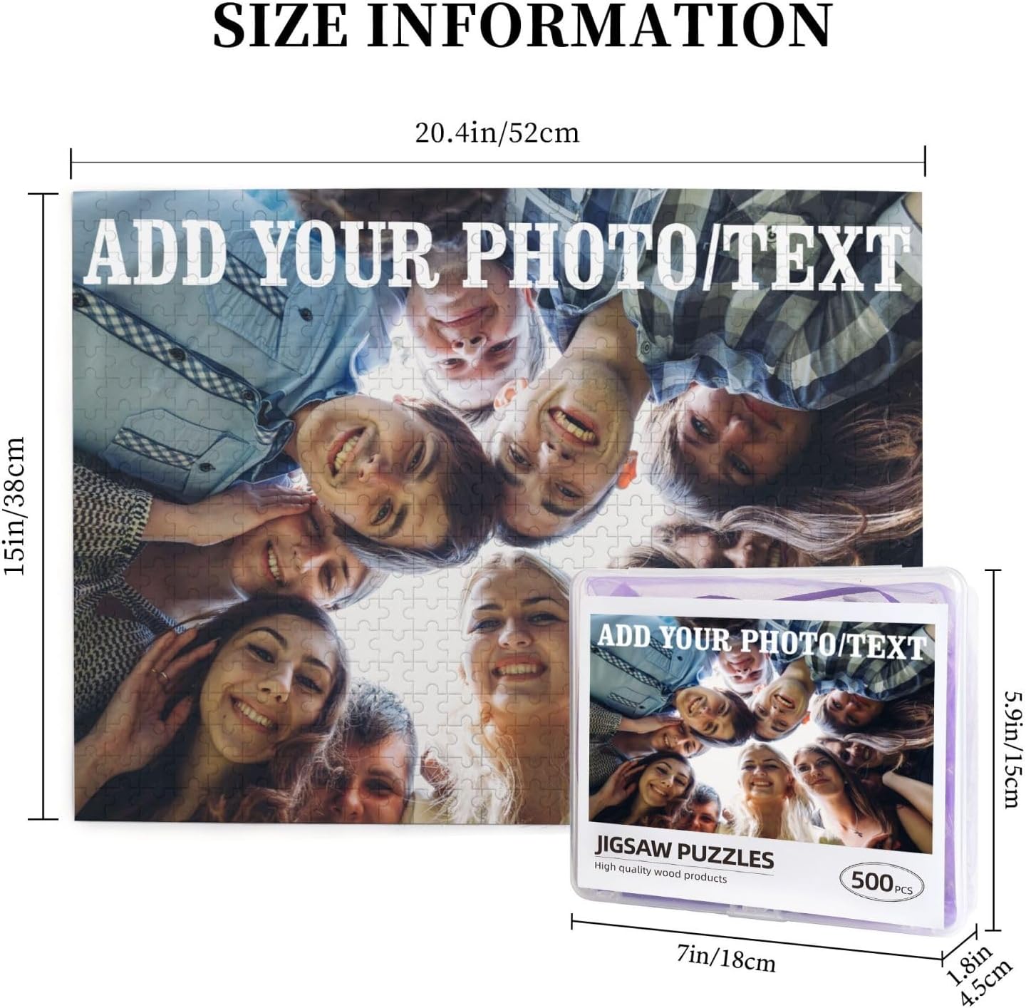 Custom Puzzles from Photos 300/500/1000 Pieces,Photo Puzzles Personalized,Customized Puzzle Gifts for Adults Family,Birthday, Wedding,Friends