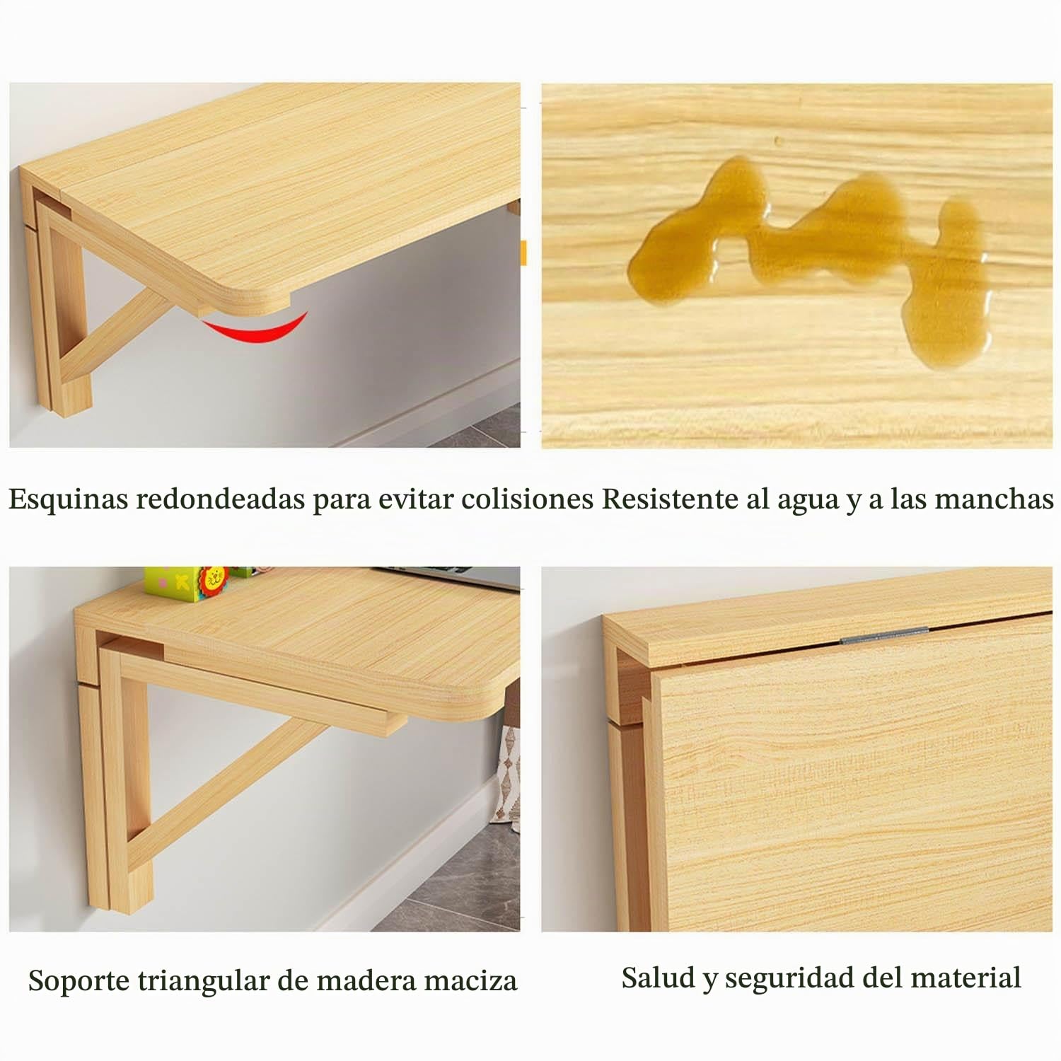 Mesas plegables de madera maciza cuelgan mesas de pared, mesas de computadora, mesas de estudio, mesas de pared, mesas plegables en las paredes de los escritorios,50 * 30cm