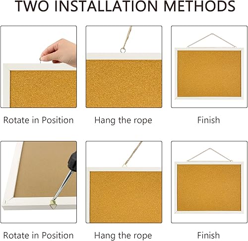 Miniatura 3 de Tablero de anuncios de corcho, marco rectangular de madera de roble blanco de 15.7 x 12 pulgadas para oficina, hogar y escuela (pines, pernos de