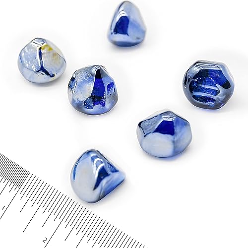 Miniatura 2 de GasSaf Vidrio ignífugo de diamantes de 10 libras y 1 pulgada para chimenea de gas o propano, chimenea y paisajismo (brillo azul cobalto)