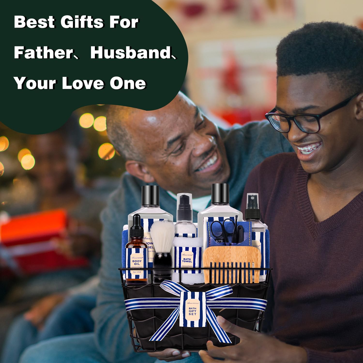 Fathers Gifts for Men Dad Bath and Body Gift Sets for Men with 10 Pcs Cedar & Bergamot Spa Gifts Set, Bath Gift Set Includes Beard Balm, Bubble Bath.Perfect Relaxation Spa Gift Basket for Men - Image 7