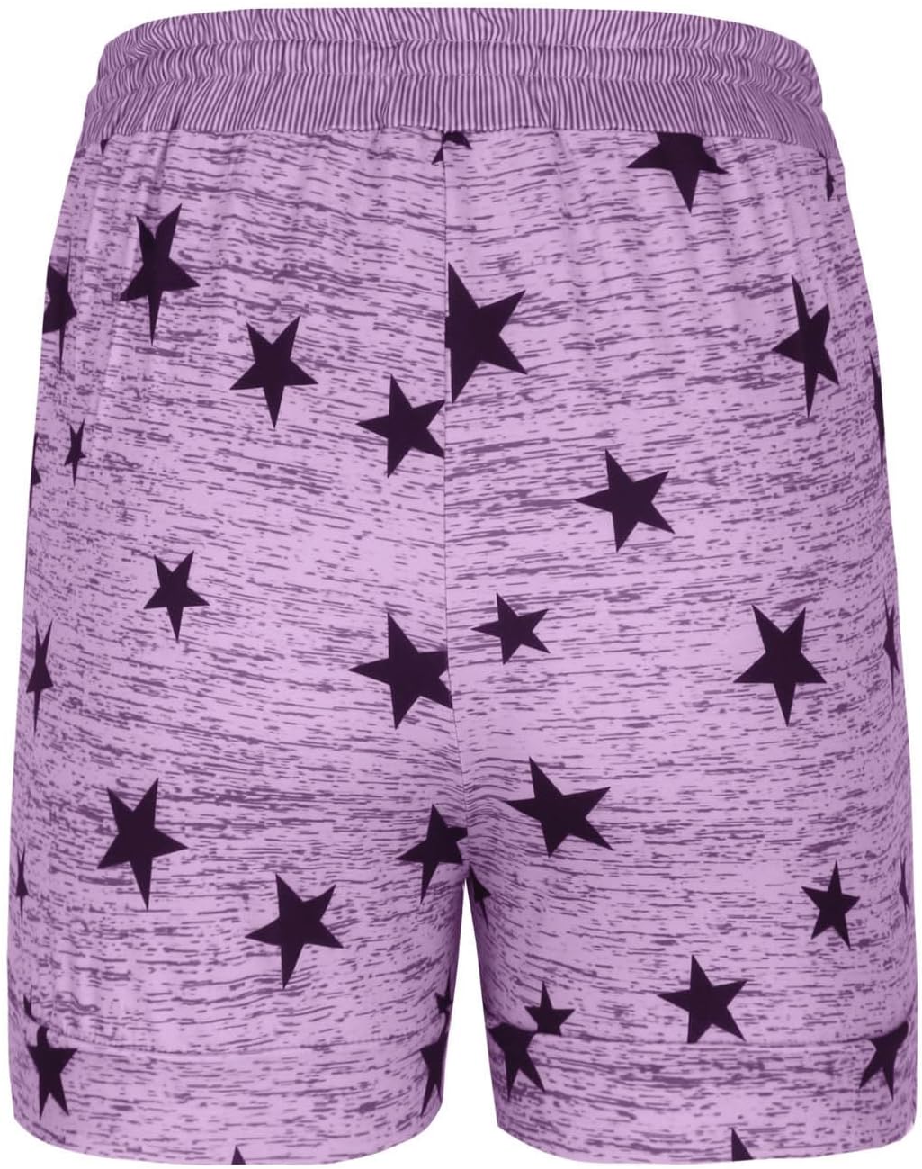 Star Print Running Shorts Women Quick Dry Yoga Fitness Gym Bottoms | Marled Texture Look, Adjustable Front Tie, Ribbed Top Band, Pull On Fit, Soft Daily Training, Weekend Lounging