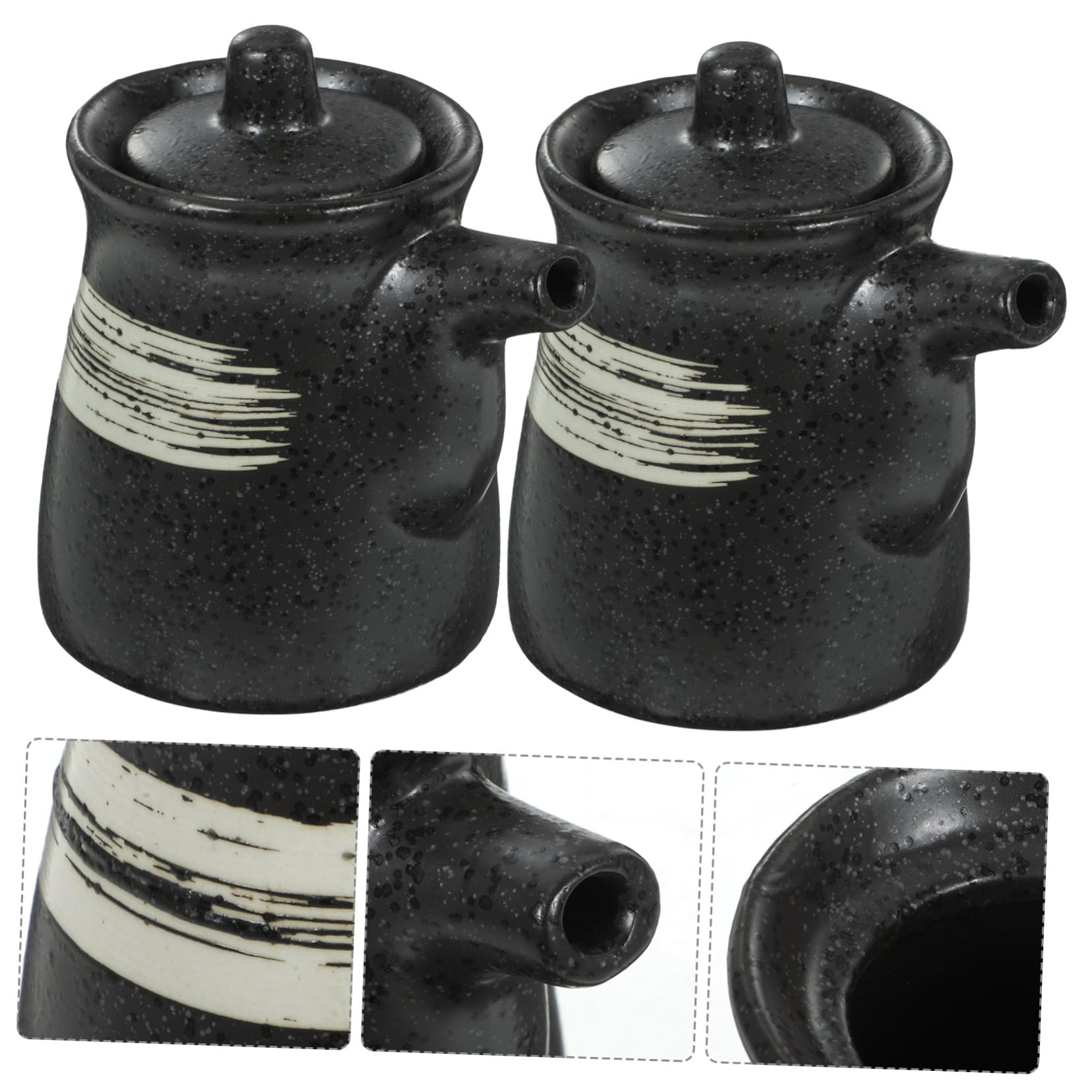 Hemobllo Dispenser di Olio in Ceramica Nero 200ml 2 Pezzi per Cucina