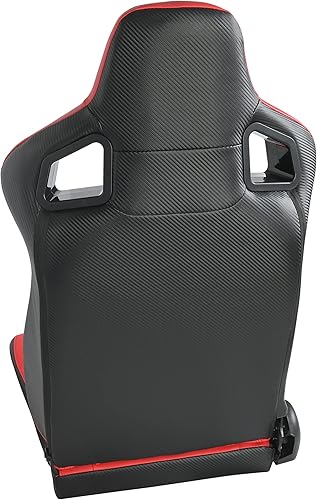 Vista 6 de Elountik 2 asientos universales ajustables de carreras con deslizadores dobles, asientos reclinables tapizados de piel sintética, 1 par de asientos