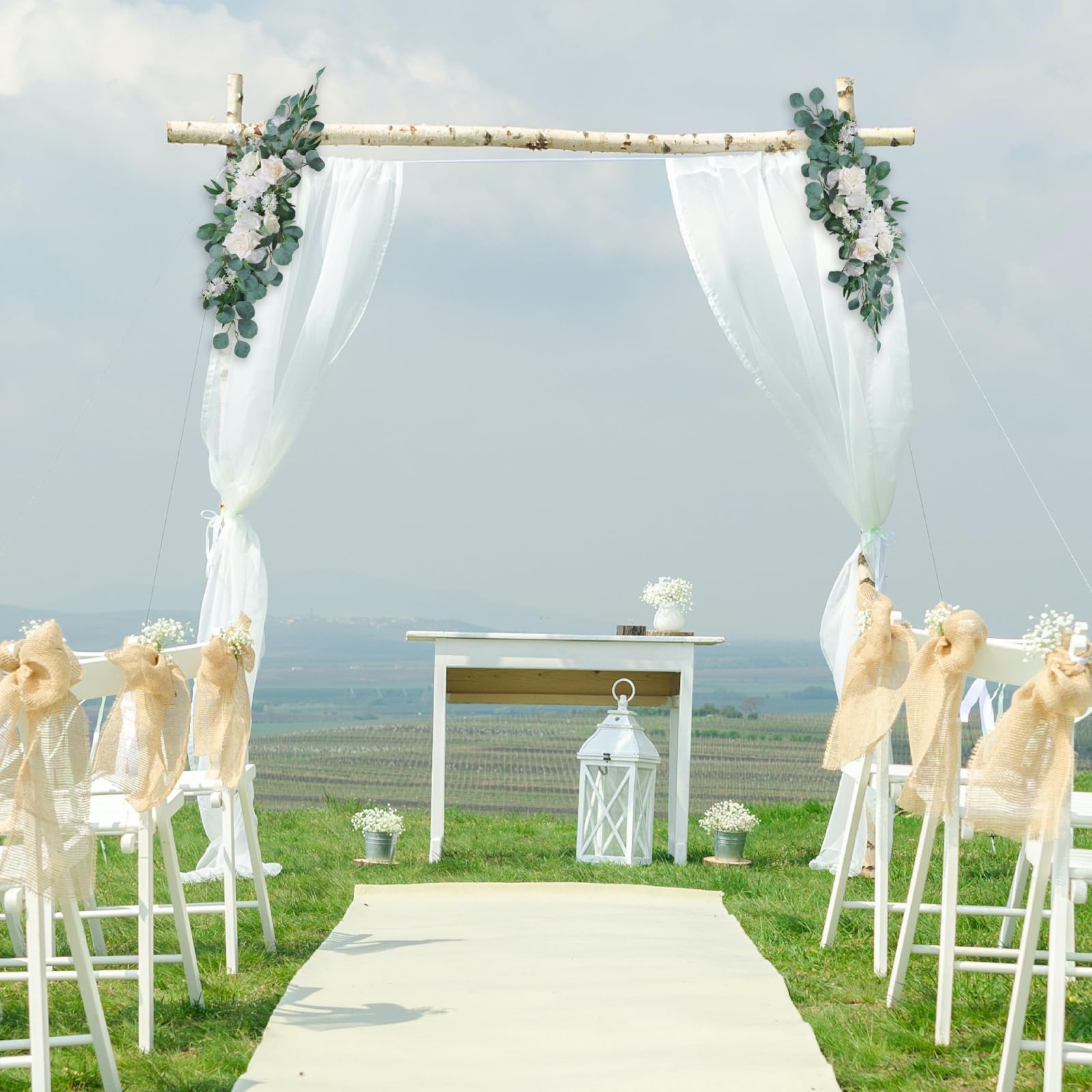 DiliComingArtificial-Flowers Wedding Arch-Flowers Kit - 2 pcs Wedding Flowers Swag and 2 pcs Drapers for Ceremony and Reception (Pack of 4)