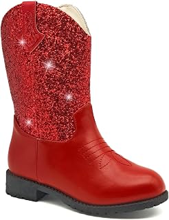 Cowgirl Boots for Girls Little Boys Cowboy Boots Big Kids | Glitter, Little To Big Kid, Mid Calf, Round Toe, Birthday Horse Riding